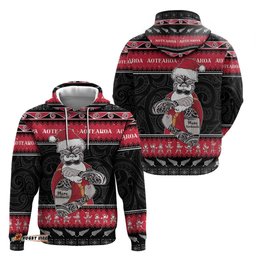 new zealand santa tiki christmas hoodie meri kirihimete