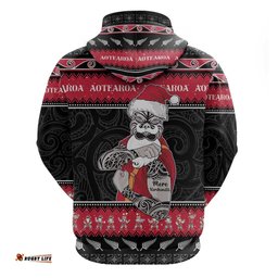 new zealand santa tiki christmas hoodie meri kirihimete