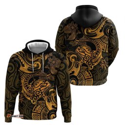 new zealand tuatara hoodie aotearoa maori clematis flowers gold