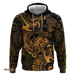 new zealand tuatara hoodie aotearoa maori clematis flowers gold
