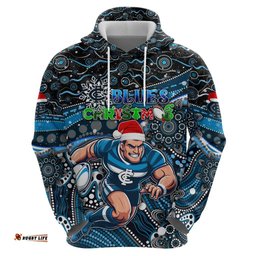 merry christmas afl carlton blues hoodie aboriginal santa football mascot