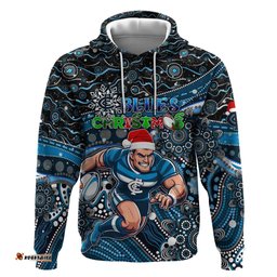 merry christmas afl carlton blues hoodie aboriginal santa football mascot