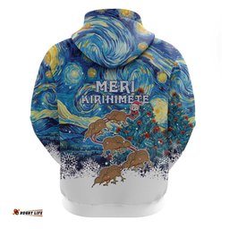 new zealand christmas hoodie kiwis santa sleigh starry night style