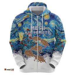 new zealand christmas hoodie kiwis santa sleigh starry night style
