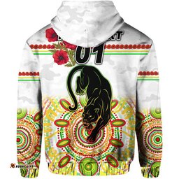 custom personalised penrith panthers anzac zip up and pullover hoodie indigenous vibes white