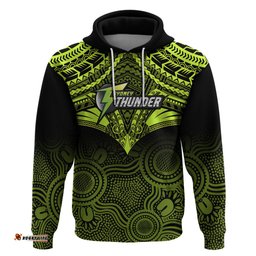 custom sydney thunder cricket hoodie unique indigenous art mix polynesian pattern