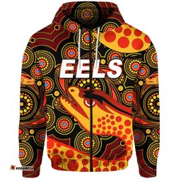 custom personalised parramatta eels zip hoodie indigenous vibes black custom text and number
