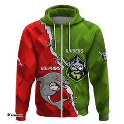 personalised dolphins and raiders rugby hoodie sporty version