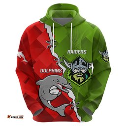 personalised dolphins and raiders rugby hoodie sporty version