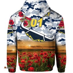 custom personalised north queensland cowboys anzac zip up and pullover hoodie poppy flowers vibes white
