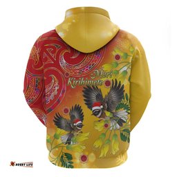 new zealand piwakawaka christmas hoodie with maori pattern