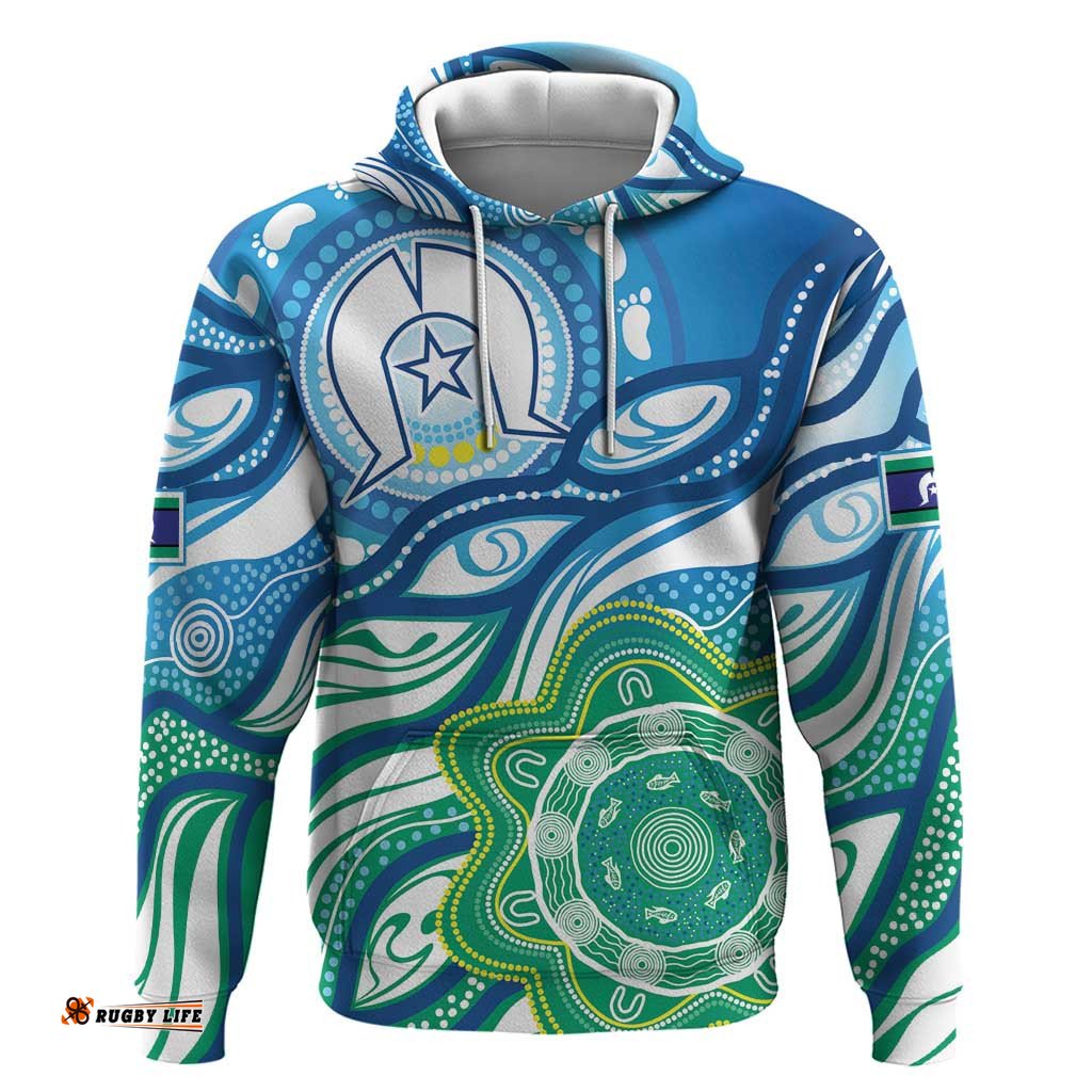 torres strait islander hoodie aboriginal blue art