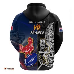 new zealand and france rugby hoodie all black with les bleus together world cup