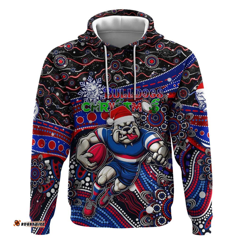 merry christmas afl bulldogs hoodie aboriginal santa football mascot