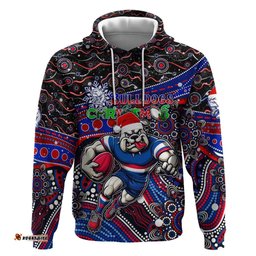 merry christmas afl bulldogs hoodie aboriginal santa football mascot