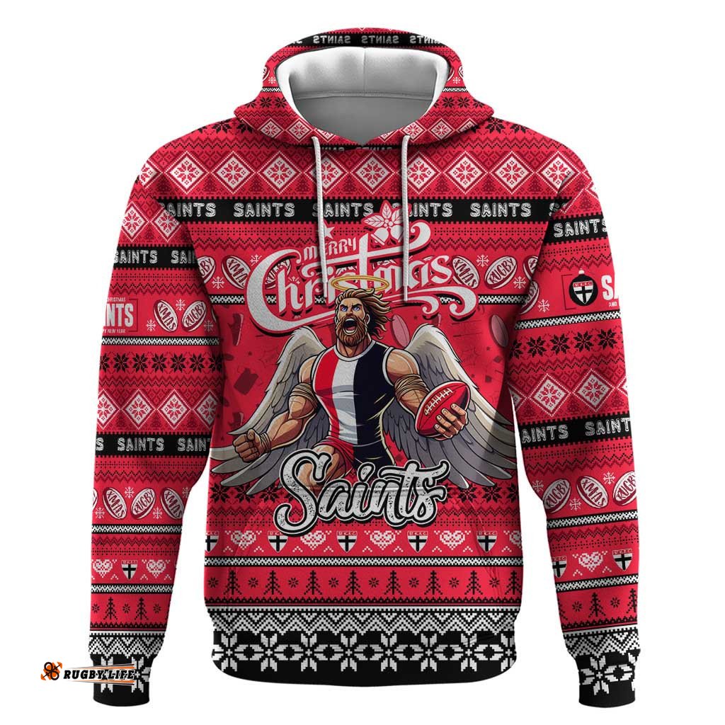 personalized saints football xmas hoodie australia afl mascot