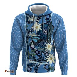 australia flannel flower with superb fairy wren hoodie aboriginal art
