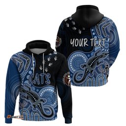 personalised naidoc week afl cats hoodie aboriginal dot art lizard mix boomerang
