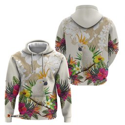 new zealand cacatua galerita hoodie aotearoa cockatoo tropical flowers