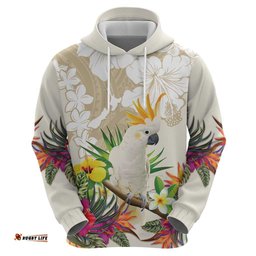 new zealand cacatua galerita hoodie aotearoa cockatoo tropical flowers
