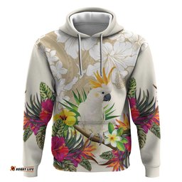 new zealand cacatua galerita hoodie aotearoa cockatoo tropical flowers