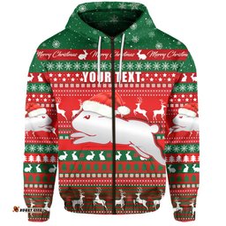 custom personalised rabbitohs christmas zip hoodie south sydney indigenous