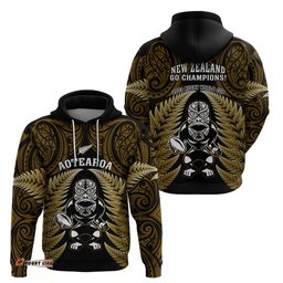 new zealand aotearoa rugby hoodie nz tiki with maori fern world cup gold version