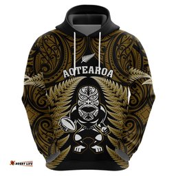 new zealand aotearoa rugby hoodie nz tiki with maori fern world cup gold version