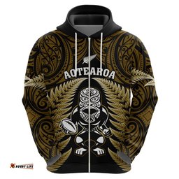 new zealand aotearoa rugby hoodie nz tiki with maori fern world cup gold version