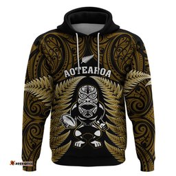 new zealand aotearoa rugby hoodie nz tiki with maori fern world cup gold version
