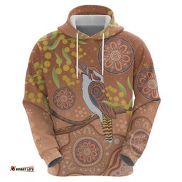 kookaburra aboriginal dot painting hoodie