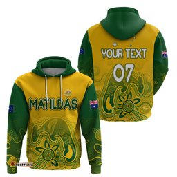 personalised australia soccer indigenous hoodie women world cup matildas gradient ver