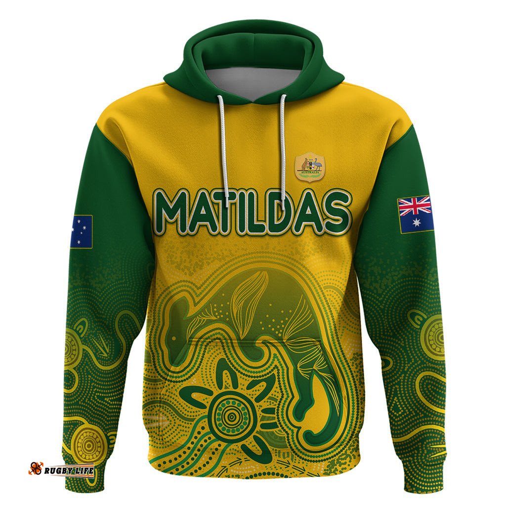 personalised australia soccer indigenous hoodie women world cup matildas gradient ver