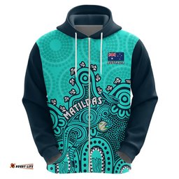 personalised australia soccer hoodie aboriginal turquoise world cup with kangaroo