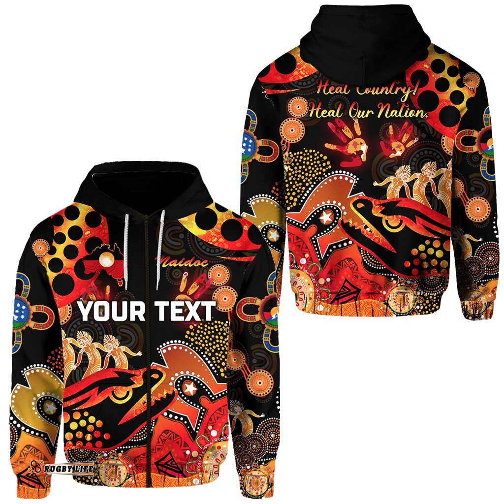 custom personalised parramatta zip hoodie eels indigenous naidoc heal country heal our nation black 01