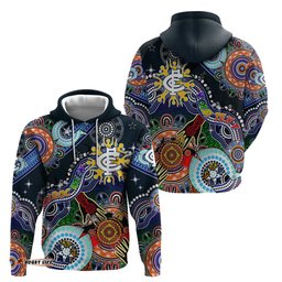 custom naidoc week 2024 carlton blues hoodie australia aboriginal dot painting