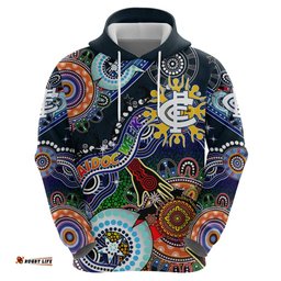 custom naidoc week 2024 carlton blues hoodie australia aboriginal dot painting