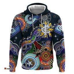 custom naidoc week 2024 carlton blues hoodie australia aboriginal dot painting