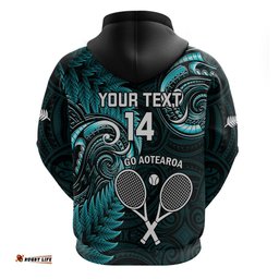custom new zealand tiki tennis hoodie 2024 aotearoa tenehi maori silver fern turquoise