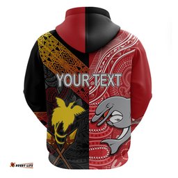 personalised png hunters mix aussie dolphins rugby hoodie motu and aboriginal half half