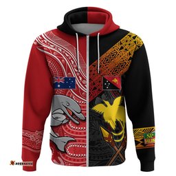 personalised png hunters mix aussie dolphins rugby hoodie motu and aboriginal half half