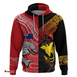 personalised png hunters mix aussie dolphins rugby hoodie motu and aboriginal half half