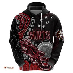 personalised naidoc week afl saints hoodie aboriginal dot art lizard mix boomerang