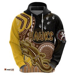 personalised naidoc week afl hawks hoodie aboriginal dot art lizard mix boomerang