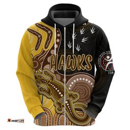 personalised naidoc week afl hawks hoodie aboriginal dot art lizard mix boomerang