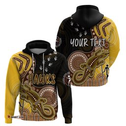 personalised naidoc week afl hawks hoodie aboriginal dot art lizard mix boomerang