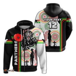 custom personalised penrith panthers zip hoodie anzac day power style