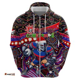 merry christmas newcastle knights hoodie aboriginal santa rugby mascot novocastrians