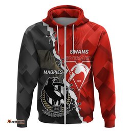 personalised collingwood and swans football hoodie together sporty style