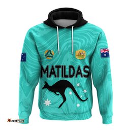 personalised aussie matildas hoodie women world cup marble patterns turquoise